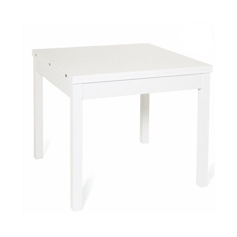 Tavolo pranzo Bianco Frassinato apribile libro in legno nobilitato cm 90x90-180