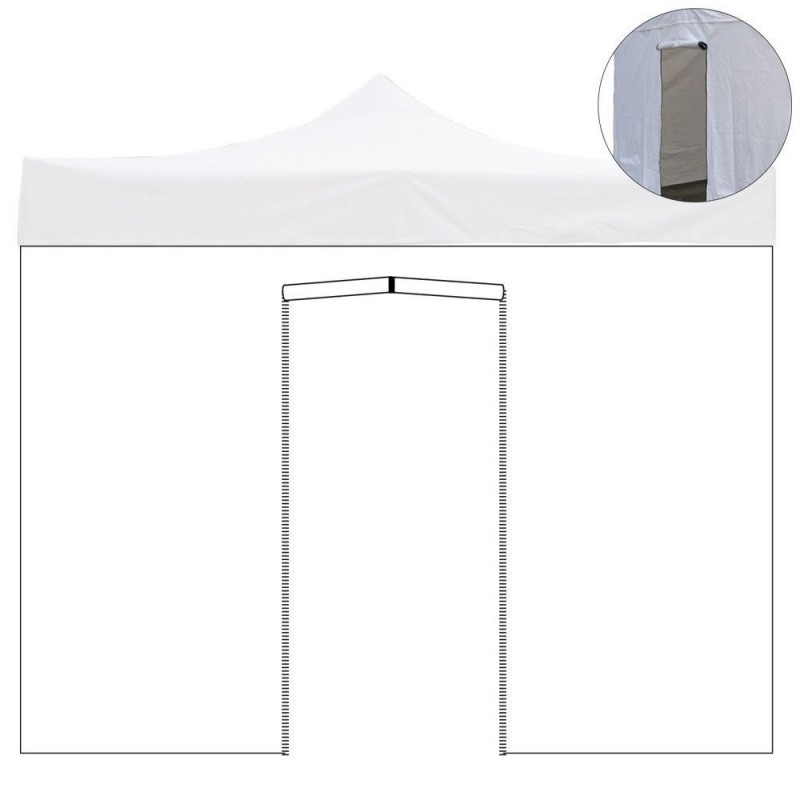 Telo laterale per gazebo con porta Bianco impermeabile per gazebo richiudibile 300x300 cm