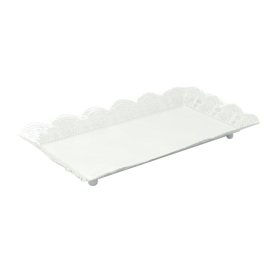 Vassoio metallo bianco rettangolare cm43x28