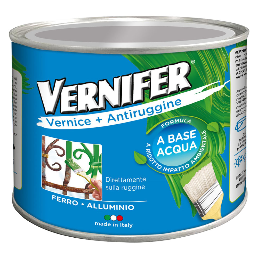 Vernice Antiruggine Base Acqua 'Vernifer' Ml. 500 - Grigio Perla Brill.(4608)