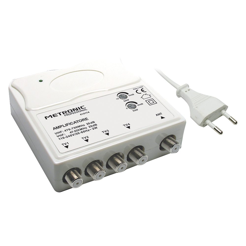  Amplificatore Interno 1 In-4 Out 1 Ingresso Uhf-Vhf - 4 Uscite Tv Metronic