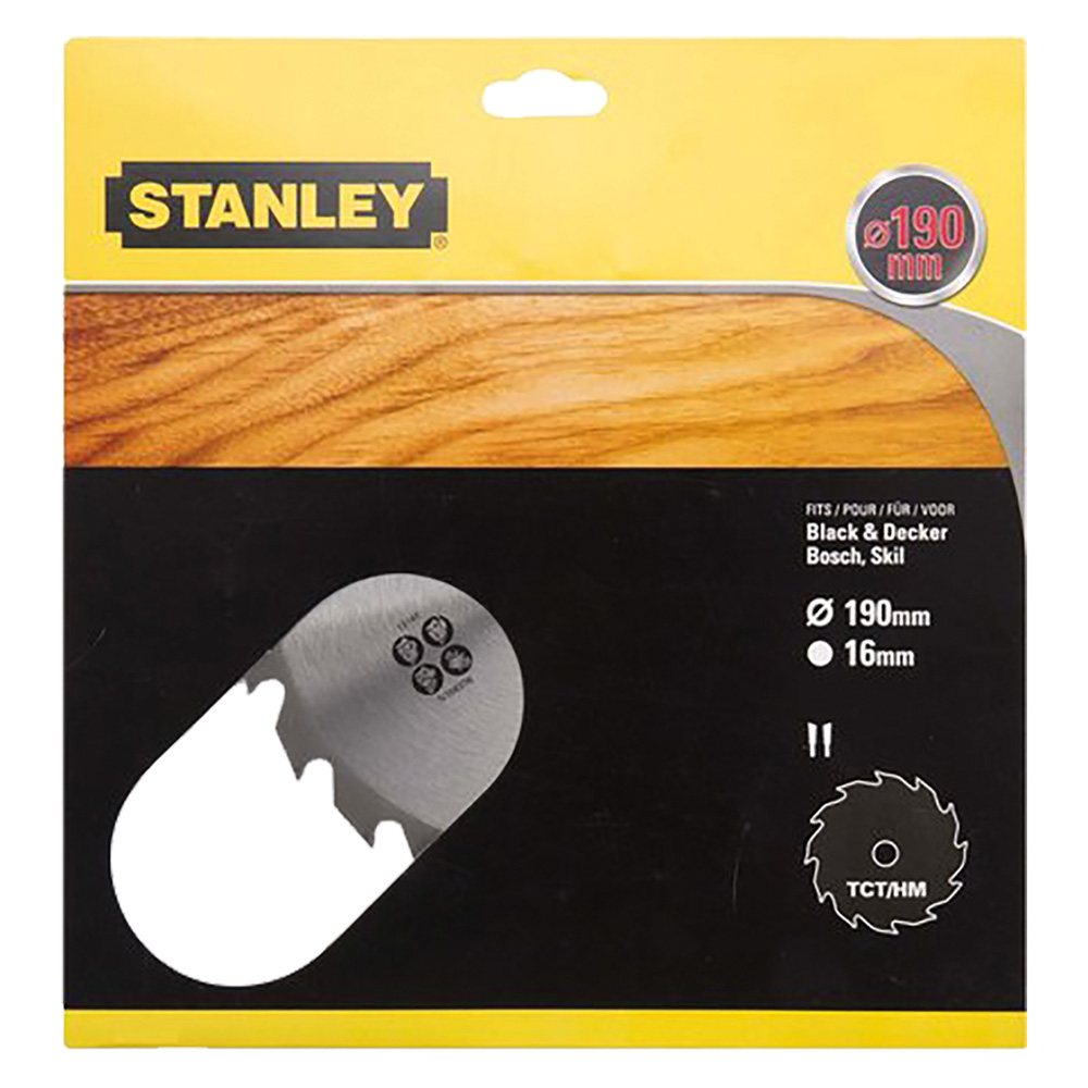  Lama Per Sega Circolare Denti Riaffilabili Diam. 190 Mm - Foro 16 Mm Stanley