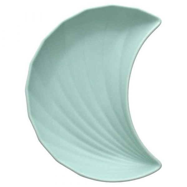  Piatto Mezzaluna A Rilievo 23x18x4h cm Aruba Stoneware Verde