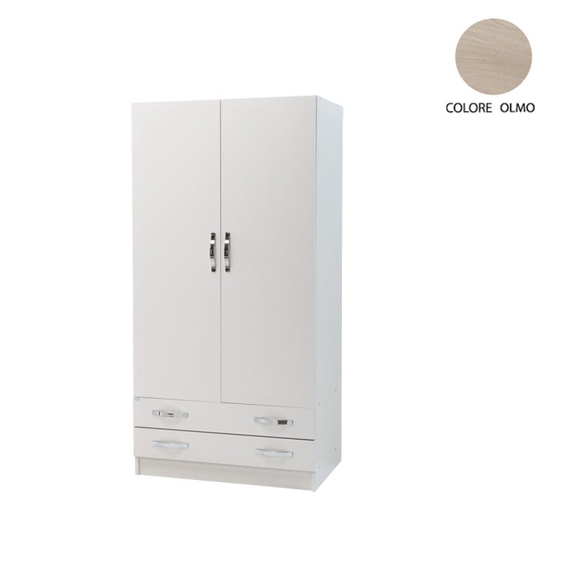 (3c) Armadio 2 ante e 2 cassetti cassa Bianco frontale olmo Cm 91x52xH 210