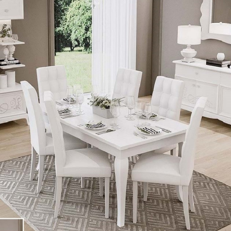 (3c) Tavolo Allungabile Bianco GISELLE 160-205x90x h78 cm