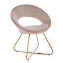 2x Poltrona Vanity in velluto tortora e gambe in oro