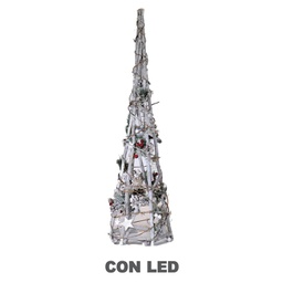 [V6058010000] Albero led legno bianco innevato con micro led cm26x19h74