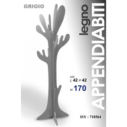 [GIC718564] Appendiabiti piantana grigio attaccapanni legno albero cm 170h