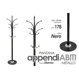 [GIC787218] Appendiabiti piantana in metallo nero cm 178 base marmo