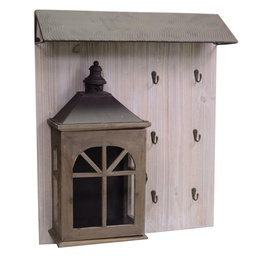 [V5920900000] Appendino legno 6 posti con lanterna marrone cm 55