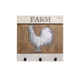 [V5921100000] Appendino legno gallina 3 posti cm 40x40x7