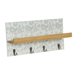 [V5913160000] Appendino legno stilla 4 posti grigio con mensola cm35x5,5h18
