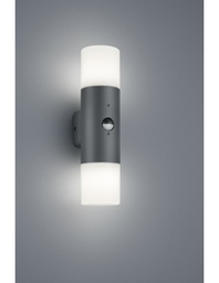 [TRIO222260242] Applique Hoosic Biemissione 2xE27 Antracite Con Sensore Movimento H33 cm IP44 Trio Lighting