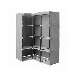 [19921604] Armadio angolare in metallo e tessuto Grigio dodici ripiani 131x87,5x h169 cm