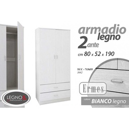 [GIC715655] Armadio da camera due ante bianco Cm 80 x 52 x 190 h