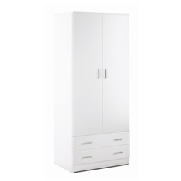 [O45600BIK] Armadio multiuso due ante due cassetti Bianco 77x52x h182 cm