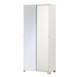 [O798BFSPK] Armadio multiuso due ante scorrevoli con specchio Bianco 82x41x h190 cm