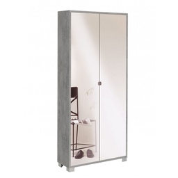 [A747CESPK] Armadio multiuso slim due ante a specchio otto ripiani Beton Cemento 83x29x h190 cm