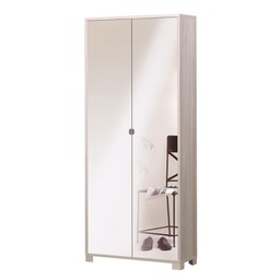 [O747OLSPK] Armadio multiuso slim due ante a specchio otto ripiani Olmo Chiaro 83x29x h190 cm