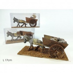 [19627391] Asinello per presepe con carretto 17 cm pz 1 