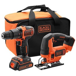 [2000577] Black e Decker kit trapano e seghetto 18V