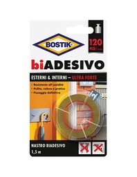 [1992233] Bostik Nastro Biadesivo per Interni ed Esterni, Larghezza 19mm e Lunghezza 1,5ml