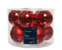 [KAE140.138] Box 10  palline di natale in vetro rosso  lucido satinato cm 6