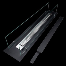 [8056157806066] Bruciatore per camino a bioetanolo in acciaio con vetri 100x21x19,4 cm
