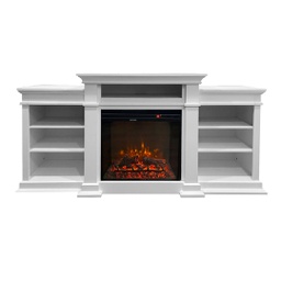 [8056157804840] Camino elettrico caminetto da terra in legno Bianco L179 x P48 x H85