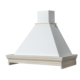 [ART895431] Cappa cucina rustica bianca CLASSICA con cornice in legno cm 90