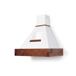[DR890207] Cappa cucina rustica bianca EPOQUE con cornice in legno intarsio cm 90