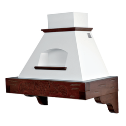 [ART896070] Cappa cucina rustica bianca GIADA MAX con cornice in legno intarsio cm 90