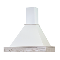 [ART896124] Cappa cucina rustica bianca GINEVRA con cornice in legno intarsio cm 120