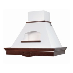 [ART894939] Cappa cucina rustica bianca TOSCA con cornice in legno intarsio cm 120