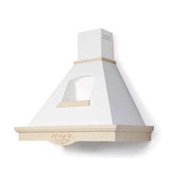 [DR890177] Cappa rustica con camino da cucina Tosca con finiture in legno Corda cm 120