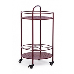 [B0802890] Carrello per bottiglie in acciaio Rosso Bordeaux