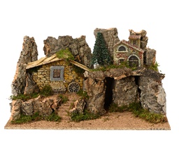 [20102561] Casa di Natività in MDF al L 54 x P 34 x H 28 cm