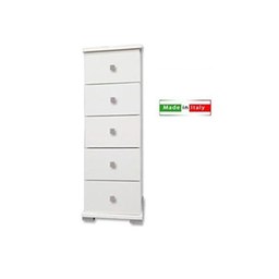 [20098286] Cassettiera baby 5 cassetti in legno bianco 32x32x93 cm