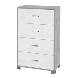 [O774CEOSK] Cassettiera da camera quattro cassetti Cemento Bianco 70x41x h112 cm