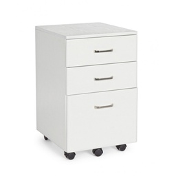 [B3710201] Cassettiera da ufficio in MDF tre cassetti Bianco Frassinato NADIR 40x44x h65 cm