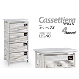 [GIC779190] Cassettiera in legno da bagno bianca cm 40 x 29 x 73 h 4 cassetti