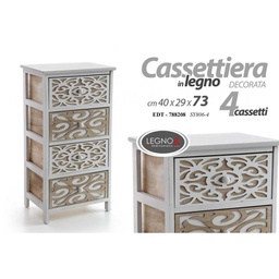 [GIC788208] Cassettiera multiuso 4 cassetti in legno cm 40 x 29 x 73 h