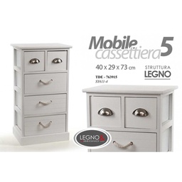 [GIC763915] Cassettiera multiuso bianca in legno cm 40 x 29 x 73