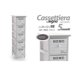 [GIC788154] Cassettiera multiuso stretta legno bianca home cm 26 x 32 x 98 h