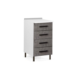 [A17618] Cassettiera per cucina grigio cemento 4 cassetti in legno nobilitato cm H 85x50x40
