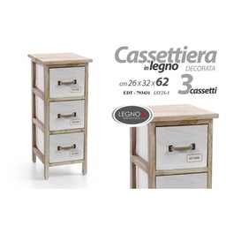 [GIC793431] Cassettiera tre cassetti bagno cucina cm 26 x 32 x 62 h