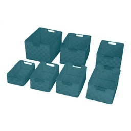 [V2321460000] Cassetto poliestere 1-7 verde acqua rettangolare cm 38x28h21