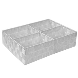 [V2321170000] Cassetto poliestere bianco 4 scomparti cm 37x27h10