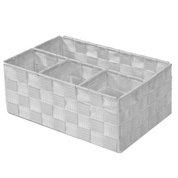 [V2321140000] Cassetto poliestere bianco rettangolare4 scomparti cm 26x17h10