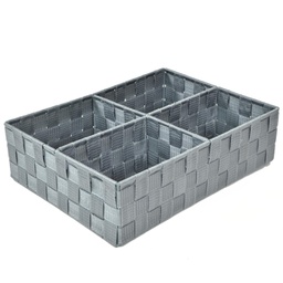 [V2321290000] Cassetto poliestere grigio 4 scomparti cm 37x27h10